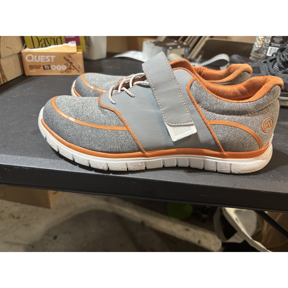 Anodyne No. 45 Women's Hook & Loop Low Top Athletic Sneakers Gray/Orange 11W
